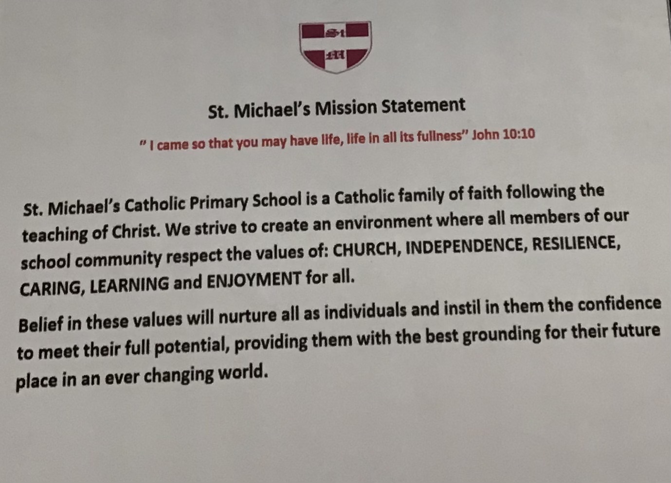 St Michaels School Mission Statement